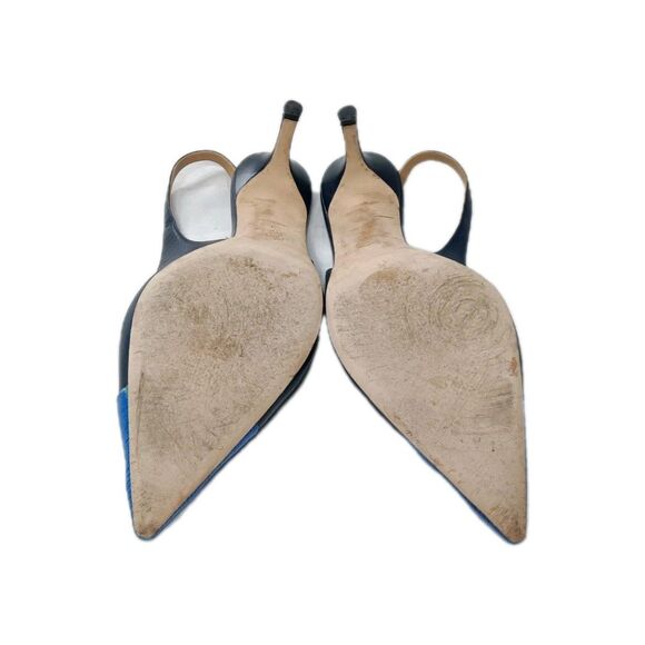 Tory Burch Penelope CapToe Slingback Pump Women's Shoes Size 9 Black Blue - Picture 9 of 12